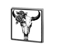 Broches y alfileres unisex con diseño minimalista de calavera de vaca y rosas, insignia de solapa cuadrada y ligera, joyería para ropa, chal o sombrero.