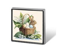 Broches y alfileres unisex con forma de cesta de flores de Pascua y huevos de conejo, insignias de solapa cuadradas y ligeras, joyería para ropa, chal o sombrero.