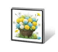 Broches y alfileres unisex con forma de cesta de flores y huevos de Pascua, dientes de león, insignia de solapa cuadrada y ligera, joyería para ropa, chal o sombrero.
