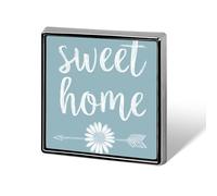 Broches y alfileres unisex con palabras sencillas, dulce hogar y margaritas, insignias de solapa cuadradas y ligeras, joyería para ropa, chal o sombrero.