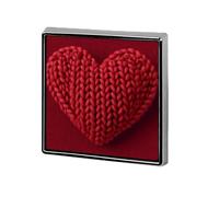 Broches y alfileres unisex de hilo grueso de punto rojo con forma de corazón, cuadrados, ligeros, para solapa, joyería para ropa, chal o sombrero.