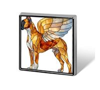 Broches y alfileres unisex de perro con alas de cristal, cuadrados, ligeros, para solapa, para ropa, chal o sombrero.