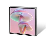 Broches y alfileres unisex iridiscentes de color arcoíris pastel con forma de hongo de la paz, insignia de solapa cuadrada y ligera, joyería para ropa, chal o sombrero.