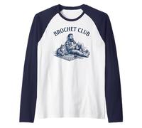 Brochet Club Gatto Divertente Maglia con Maniche Raglan