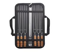 Brochettes Barbecue - 18.11 Pouces Brochettes Grill Longues | Acier Inoxydable Brochettės - Réutilisables Plates Avec Poignées Bois Sac Rangement Inclus IDéales Pour Viande Légumes Camping Barbecue