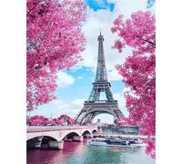 Broderie Diamant 5D Diamonds Painting Kit Complet Peinture DIY Diamant Kit de Broderie Mosaïque au Point de Croix Canevas, Art pour Accueil/Enfants/Décor/Halloween Tour Eiffel 50x70cm F-1261