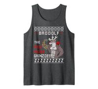 Brodolf The Red Nose Gainzdeer Gym Maglione di Natale Brutto Canotta, Uomo, Grigio Scuro, M