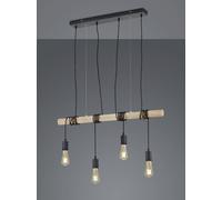 BRODY SOSPENSIONE LEGNO E METALLO CON 4 PORTALAMPADA PENDENTI L. 85CM ATTACCO E27