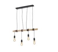 Sospensione legno e metallo con 4 portalampada pendendti BRODY R30244032