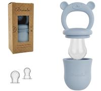 Broemba Succhietto per frutta Baby & 3 ciucci - Ciuccio ciuccio blu 100% silicone con massaggiagengive per frutta, verdura e alimenti per bambini, senza BPA