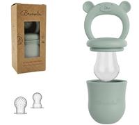 Broemba Succhietto per frutta Baby & 3 ciucci - ciuccio verde 100% silicone con massaggiagengive per frutta, verdura e alimenti per bambini, senza BPA