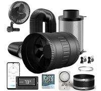 Brogachy 150mm Set di ventilazione,Ventola Aspirazione, con controller app,ventilatore clip, filtro carbone attivo, tubo scarico, manicotto gomma, sistema ventilazione tenda Growbox serra.