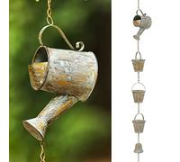 Brogan Annaffiatoio rustico in metallo e secchielli decorativi per la pioggia, con campana, da appendere, per esterni, patio, giardino, cortile, decorazione per la casa (verderame)