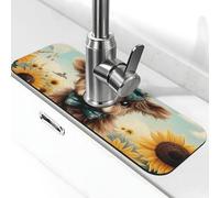 Brogan - Tappetino per lavandino con papillon e ventosa per rubinetto della cucina, tappetino antigoccia per bagno (38,1 x 14 cm)