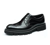 Brogues in Pelle Vernice con Suola Spessa da Uomo Scarpe da Abito Stringate Formali,Nero,40