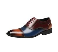 Brogues - Scarpe da uomo, scarpe da sposa a blocchi di colore, scarpe da lavoro formali, con lacci, tacco basso, scarpe Oxfords Derbys a punta, mocassini da smoking, alla moda britannica, con lacci