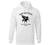 BroiderStudio Camp Half-Blood Percy Jackson Inspired PJO Heroes of Olympus Felpa con Cappuccio Unisex Bianco Size S