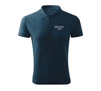 BroiderStudio Credit Suisse Risk Management Department Polo da Uomo in Piquet con Logo Originale Ricamato Blu Scuro Size XXL