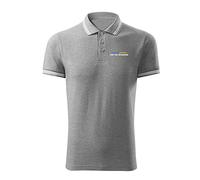 BroiderStudio Fight Like Ukrainians Zelensky Ukraine Wins Polo da Uomo di Classe Premium con Logo Originale con Design Ricamato Grigio Grigio Size XL