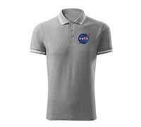 BroiderStudio NASA Vintage Grey Grey Embroidered Design Original Logo Polo Shirt Premium Class Men Size XL