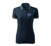 BroiderStudio NASA Vintage Navy Embroidered Design Original Logo Polo Pique Shirt Premium Class Woman Size S