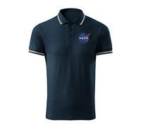 BroiderStudio NASA Vintage Navy Embroidered Design Original Logo Polo Shirt Premium Class Men Size L