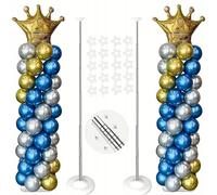 Brokatove 2 supporti per palloncini telescopici da 210 cm - Set riutilizzabile con base per l'acqua e 40 elementi di fissaggio, colonne decorative riutilizzabili per battesimo, matrimonio, comunione