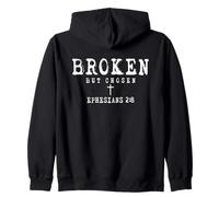 Broken But Chosen Efesini 2 8 Christian Faith Citazione Croce Felpa con Cappuccio