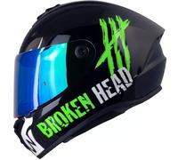 Broken Head Adrenalina Terapia 4X Schwarz-Neon-Grün Lucido + a Specchio Visiera