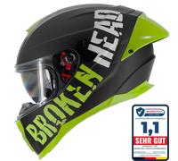 Broken Head Beproud Pro Sport Casco Integrale Verde Con Trasparente Visiera