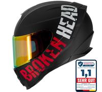 Broken Head Beproud Sport Rosso Casco Moto + Rosso a Specchio Visiera Specchio E