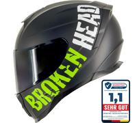 Broken Head Beproud Sport Verde Casco Moto + Nero Visiera