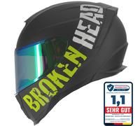 Broken Head Beproud Sport Verde Casco Moto + Verde a Specchio Visiera