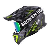 Broken Head Casco Crosshead Squadron Grigio-Verde + MX Occhiali Struggler Verde