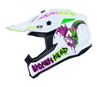 Broken Head Casco da Cross Freakzone Weiss-Pink-Grün (Taglia M & L)