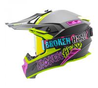 Broken Head Casco da Cross Hunter Luce Verde - Rosa + Maschere MX Regulator