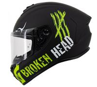 Broken Head Casco Integrale Adrenalina Terapia 4X Nero-Verde Opaco