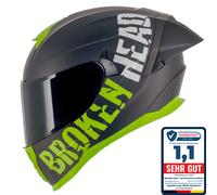 Broken Head Casco Integrale Beproud Pro Sport Verde Parasole + Nero Visiera