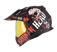 Broken Head Casco per Enduro Osso Crusher Rosso + Rosso a Specchio Visiera
