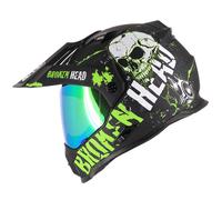 Broken Head Casco per Enduro Osso Crusher Verde + a Specchio Visiera
