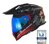 Broken Head Casco per Enduro Strada Pirata VX2 Rosso Set + Blu a Specchio