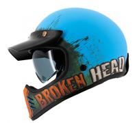 Broken Head Retro Casco Arrugginito Rider Blu-Arancione