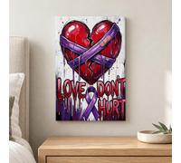 Broken Heart Resilience Citazione Urban Canvas Wall Art 8x12 | Nastro viola per la consapevolezza, immagini da parete, citazione emotiva, stile grafico urbano, tema resilienza