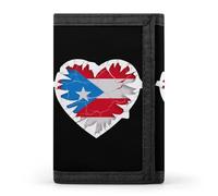 Broken P.R. State Heart - Portafogli a tre ante con porta carte di credito, 8 scomparti, portachiavi, finestra per foto, per uomini e donne, Modello 38., Taglia unica, Per tutte le stagioni