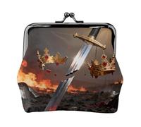 Broken Sword Crown - Portamonete da donna in pelle con chiusura a bacio
