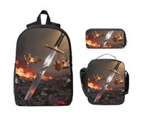 Broken Sword Crown Set zaino 3-in-1 borsa da viaggio borsa per il pranzo | Oxford 600d impermeabile e resistente. Adatto per laptop da 15 pollici. Ideale per il lavoro.