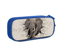 Broken Wall Elephant Astuccio portapenne con cerniera, blu grande capacità, per scuola, ufficio e viaggi, Blu, Taglia unica, Organizer per borse
