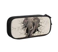 Broken Wall Elephant Astuccio portapenne con cerniera, blu grande capacità, per scuola, ufficio e viaggi, Nero , Taglia unica, Organizer per borse