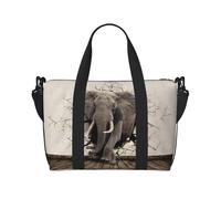 Broken Wall Elephant Borsa a tracolla da viaggio a tracolla singola borsa sportiva e fitness borsa da viaggio, Nero , Taglia unica