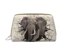 Broken Wall Elephant Leather Handheld Zipper Makeup Bag Organizer Portafoglio Grande Capacità Viaggio Makeup Bag Articoli da toeletta, bianco, Taglia unica
